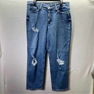 Old Navy Distressed High Rise OG Loose Fit Jeans Womens 14 Plus Blue Denim 2657